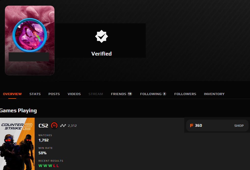 FACEIT ACCOUNT (10 LVL) 2312 ELO-photo-1