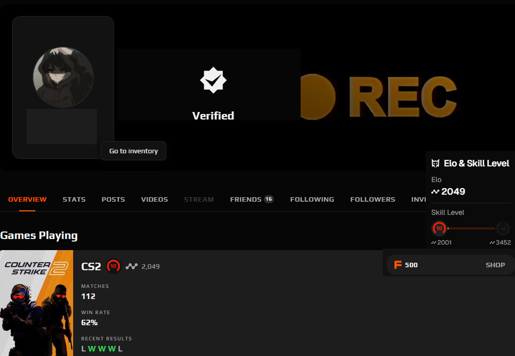 PRIME FACEIT ACCOUNT (10 LVL) 2049 ELO-photo-5