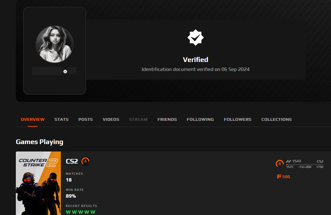 FACEIT ACCOUNT (8 LVL) 1543 ELO-photo-5