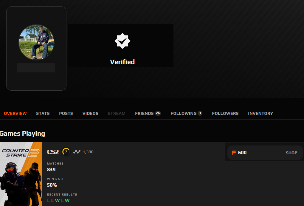 PRIME FACEIT ACCOUNT (7 LVL) 1390 ELO-photo-1