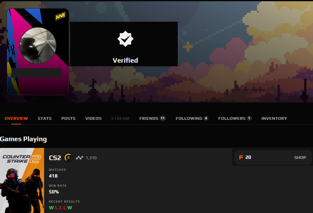 FACEIT ACCOUNT (6 LVL) 1310 ELO-photo-1