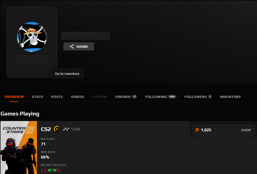FACEIT ACCOUNT (6 LVL) 1232 ELO-photo-1