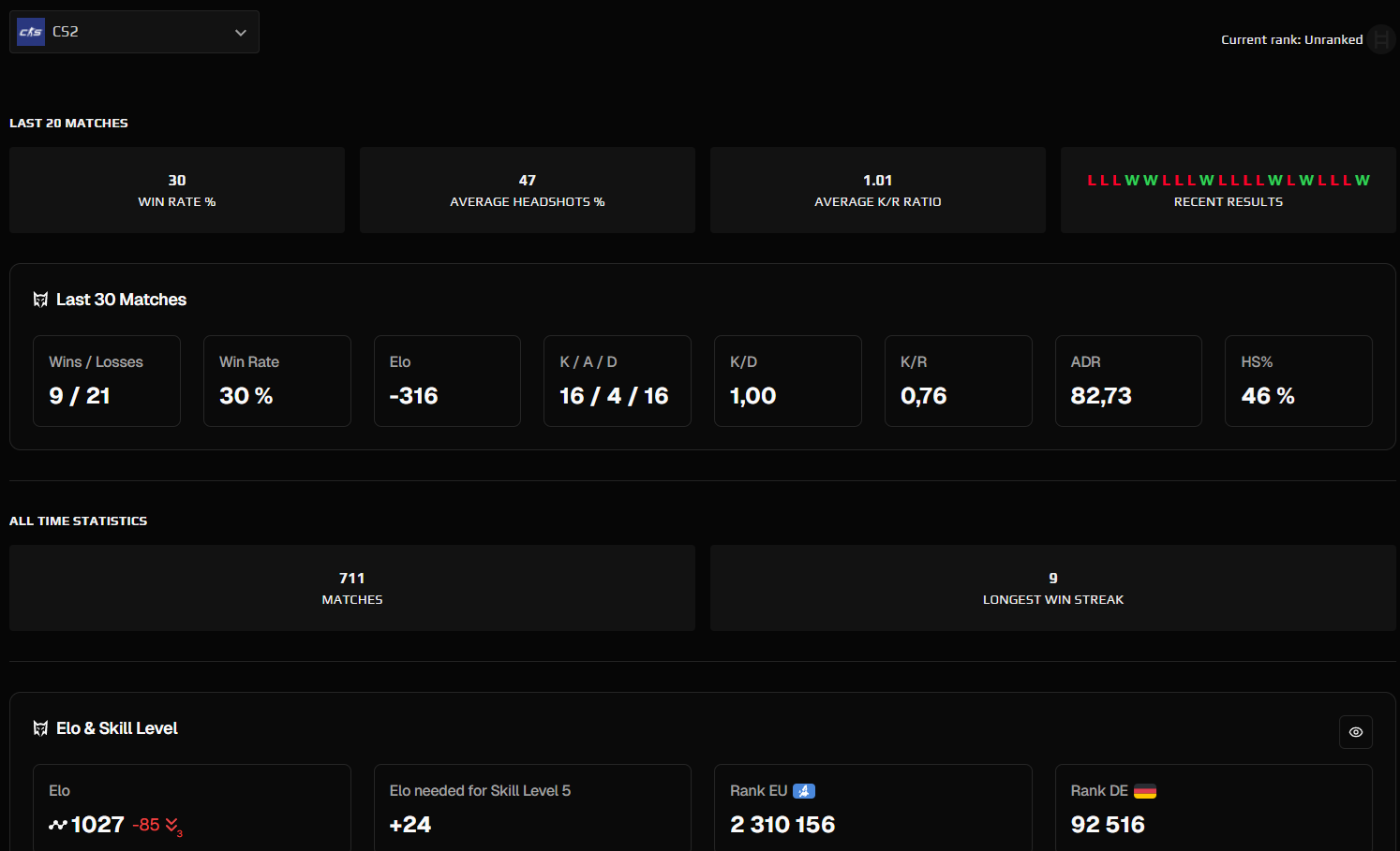 CS2 FACEIT ACCOUNT (4 LVL) 1027 ELO-photo-2